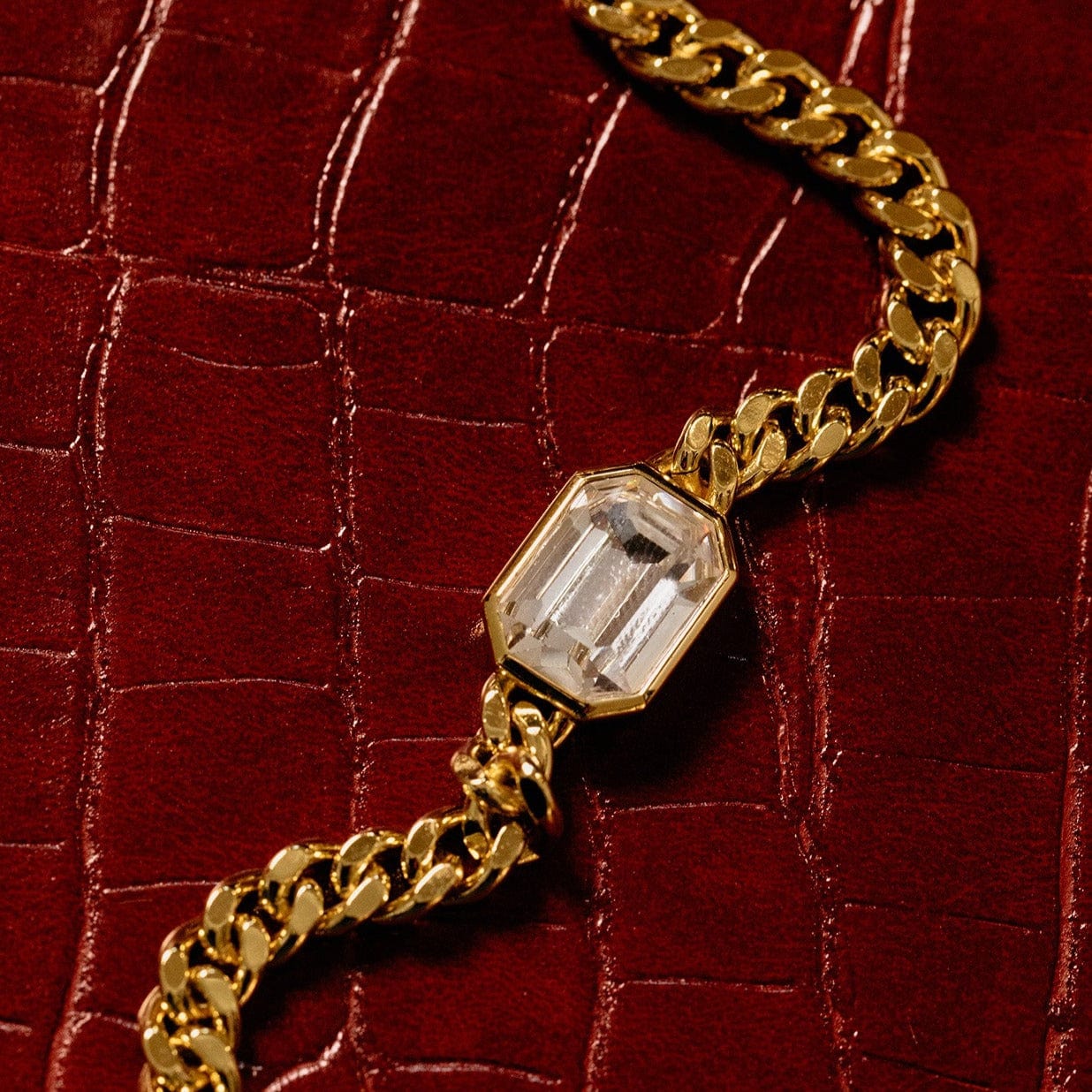 Short Necklaces Statement Octagon Crystal Chain Necklace Orelia Jewellery