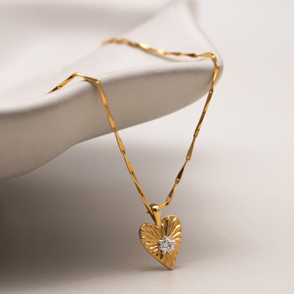 Short Necklaces Textured Heart Charm Necklace Orelia Jewellery