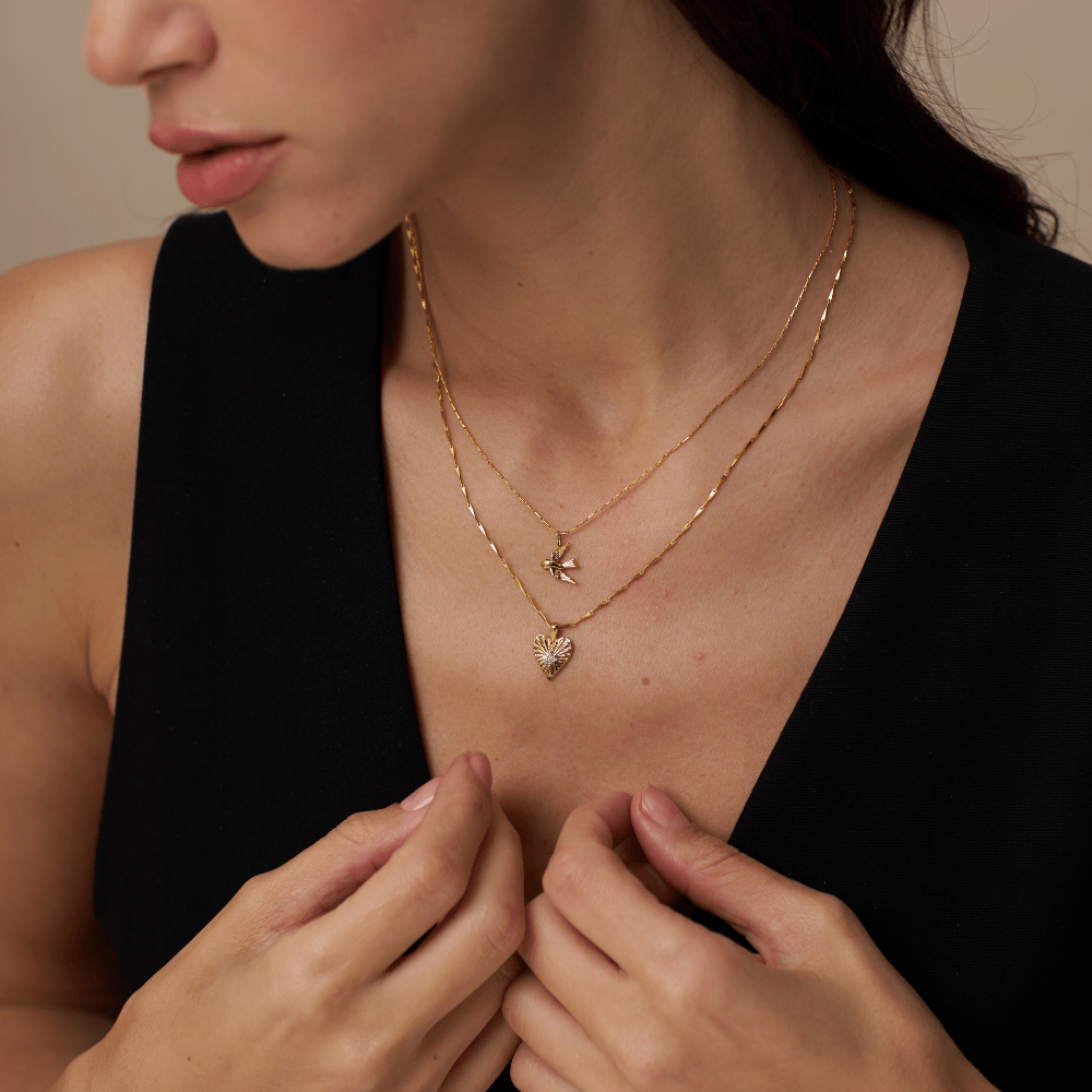 Short Necklaces Textured Heart Charm Necklace Orelia Jewellery