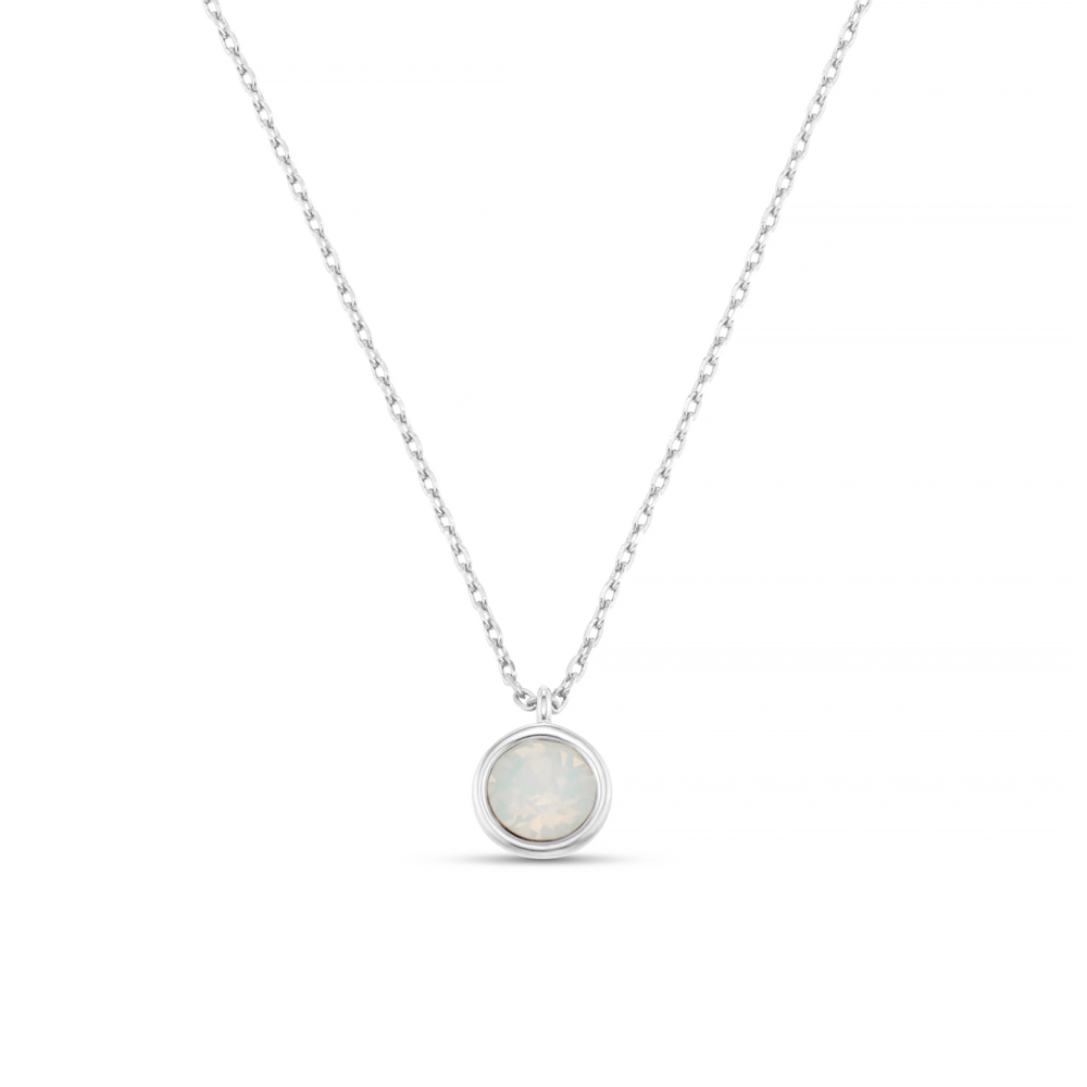 Short Necklaces White Opal Necklace Made With Swarovski® Crystals - Silver Orelia Jewellery