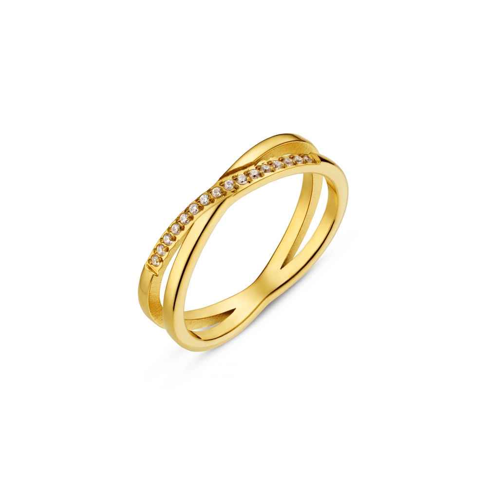 Single Band Ring Fine Pavé Crossover Ring Orelia Jewellery