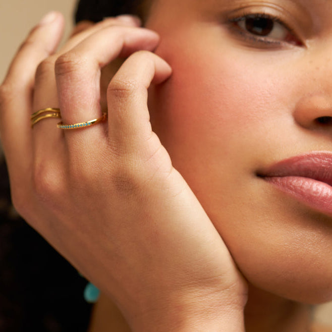 Single Band Ring Fine Turquoise Pavé Ring Orelia Jewellery