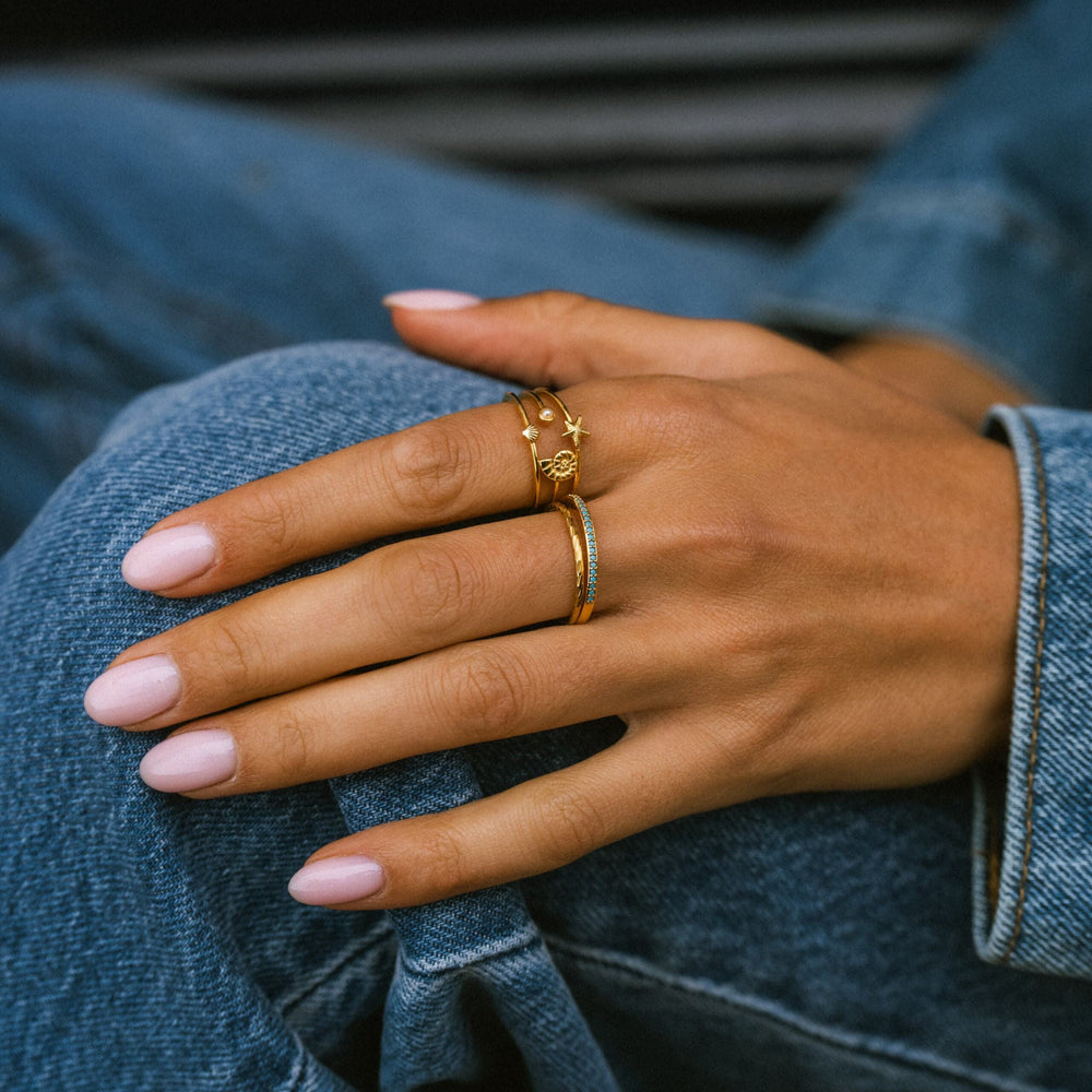 Single Band Ring Fine Turquoise Pavé Ring Orelia Jewellery