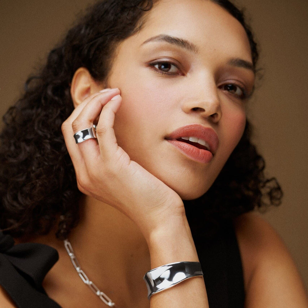 Single Band Ring LUXE Statement Molten Ring Silver Orelia Jewellery