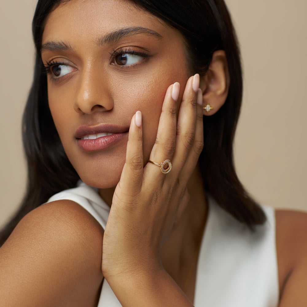 Single Band Ring M/L Interlocking Pavé Open Circle Ring Orelia Jewellery