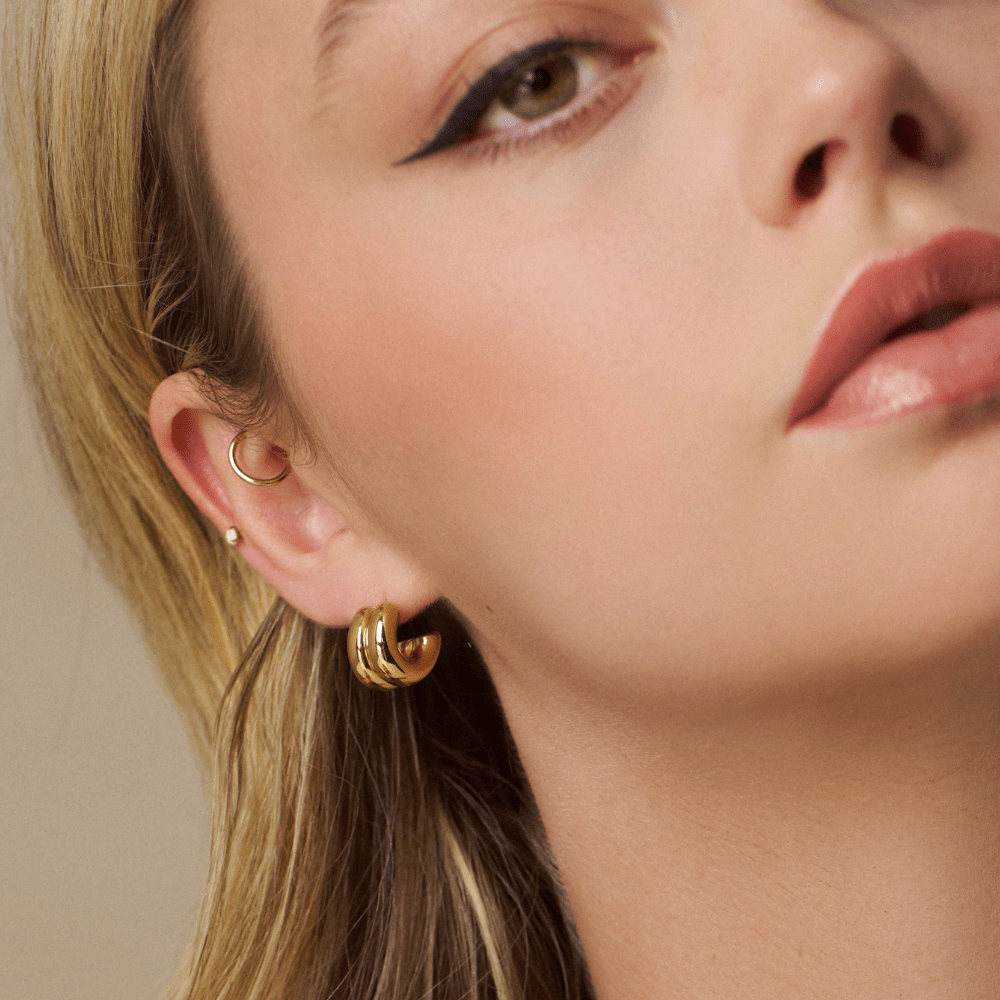 Small Hoop LUXE Polished Linear Chunky Hoop Earrings Orelia Jewellery