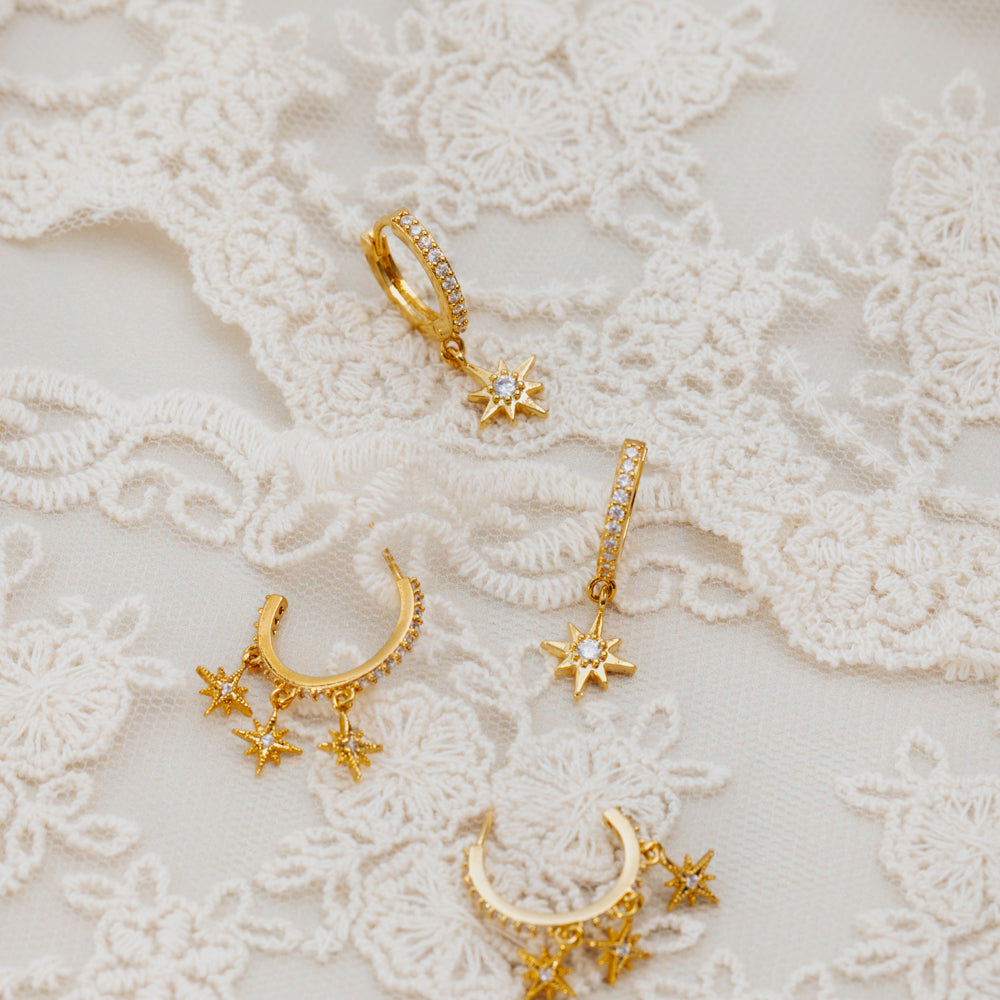 Small Hoop ONE Pavé Starburst Shaker Hoop Earrings Orelia Jewellery