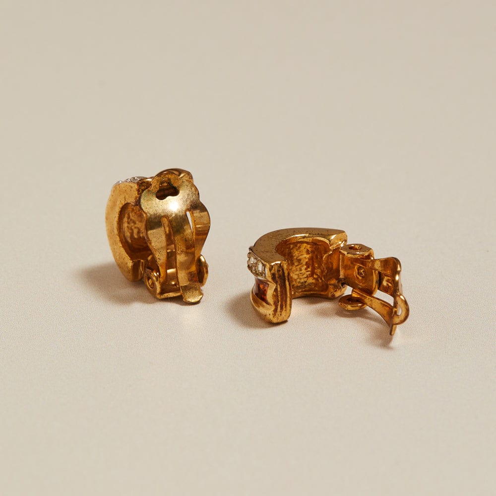 Small Hoop ONE Vintage Red Crystal Mini Clip-On Earrings Orelia Jewellery