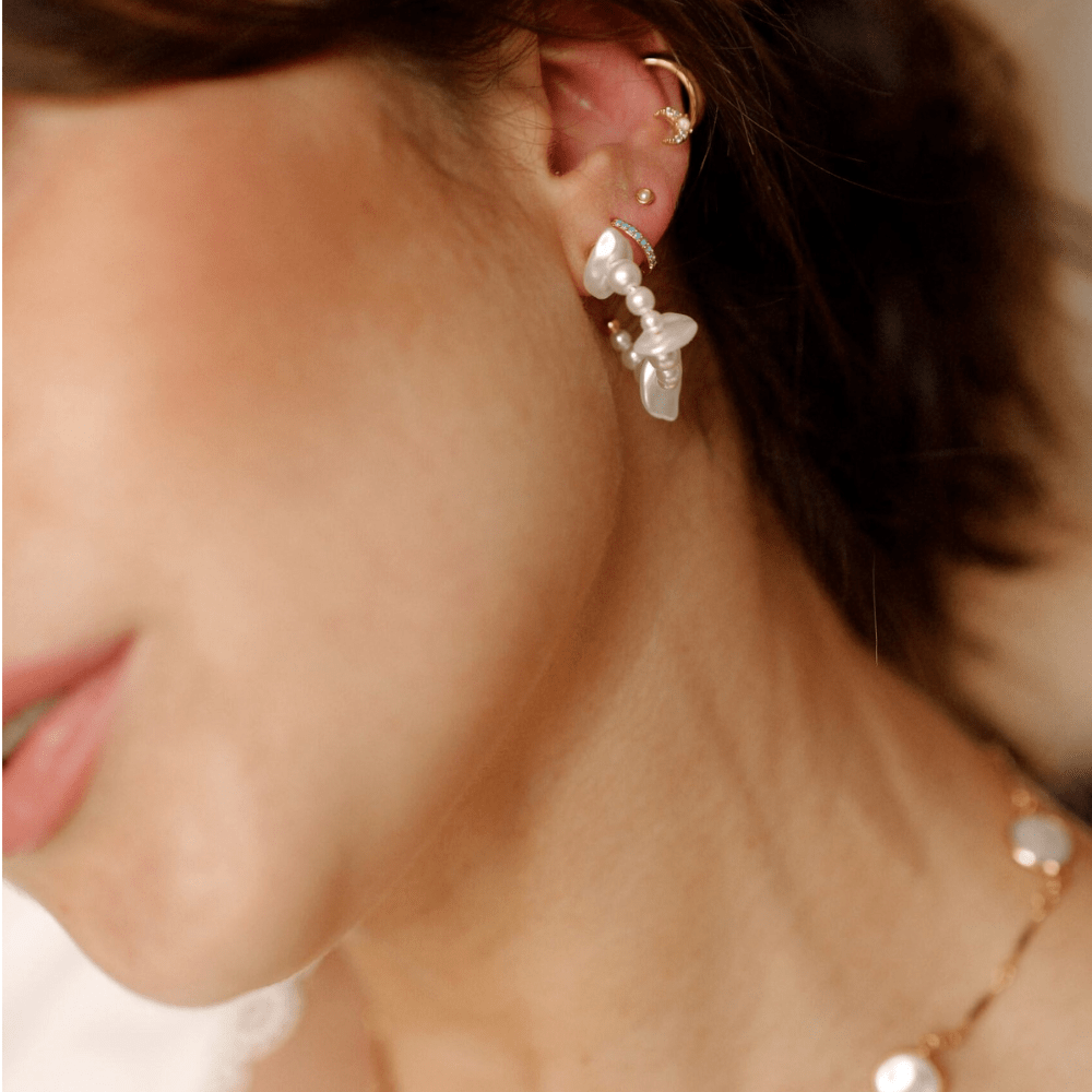 Small Hoop Pearl Chip Hoop Earrings Orelia Jewellery