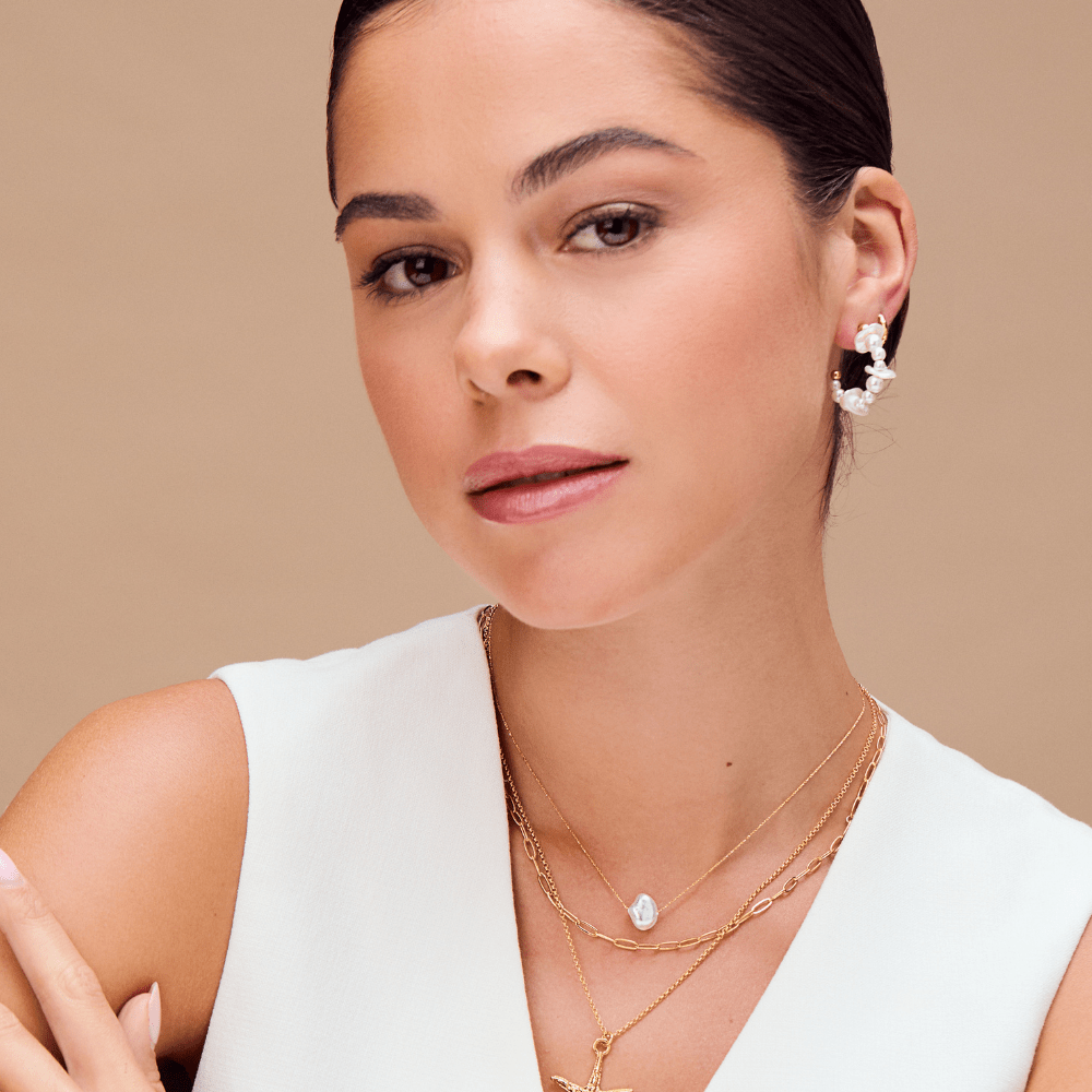 Small Hoop Pearl Chip Hoop Earrings Orelia Jewellery