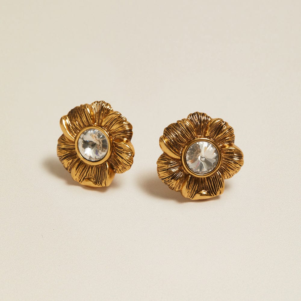 Statement Earring Default Vintage Statement Flower Crystal Clip-On Earrings Orelia Jewellery