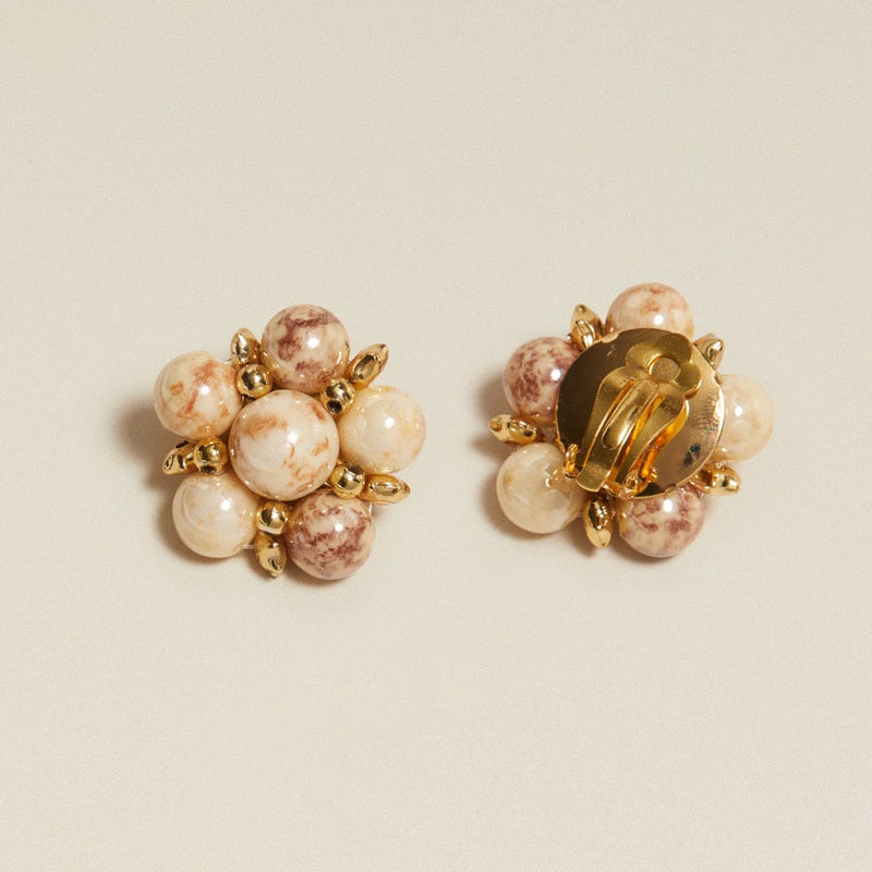 Statement Earring Default Vintage Statement Marble Flower Clip-On Earrings Orelia Jewellery