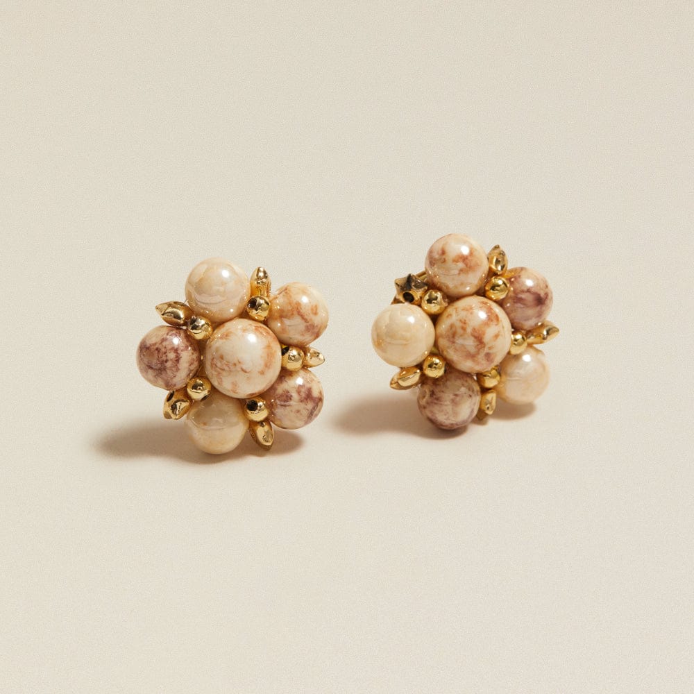 Statement Earring Default Vintage Statement Marble Flower Clip-On Earrings Orelia Jewellery