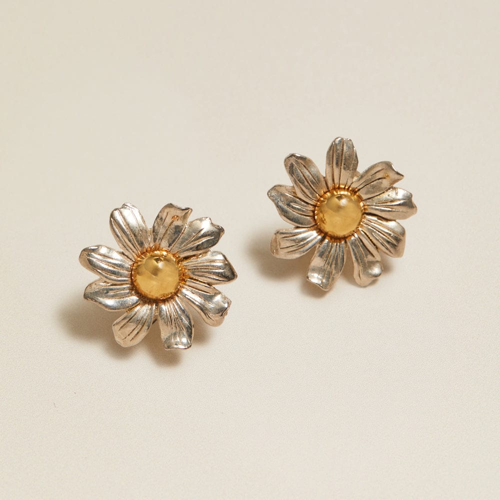 Statement Earring Default Vintage Statement Mixed Plate Flower Clip-On Earrings Orelia Jewellery