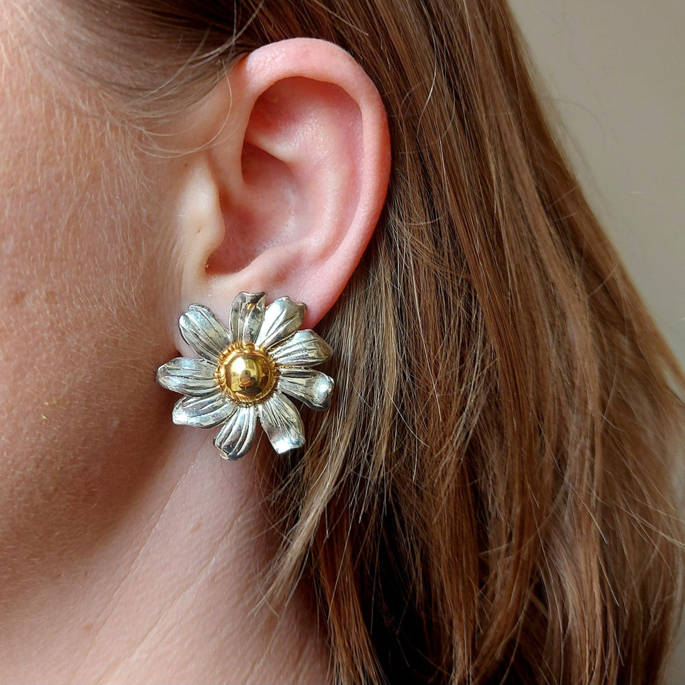 Statement Earring Default Vintage Statement Mixed Plate Flower Clip-On Earrings Orelia Jewellery