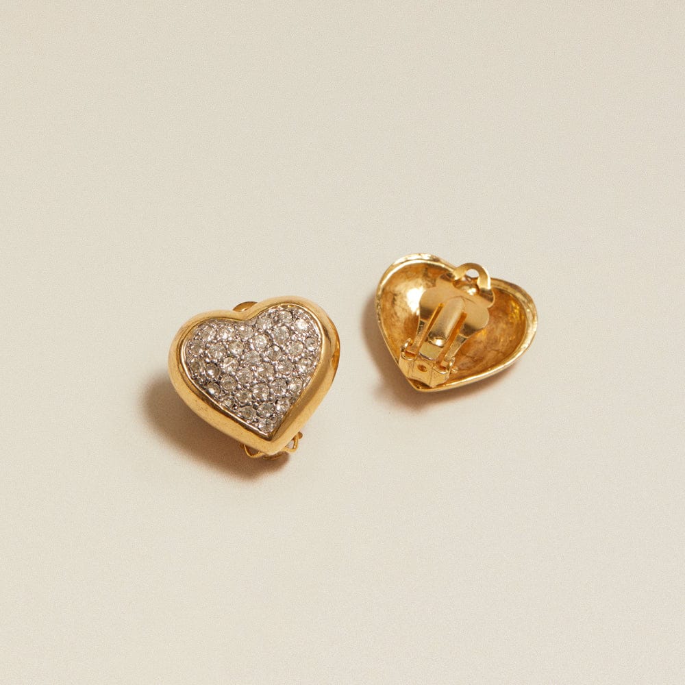 Statement Earring Default Vintage Statement Pavé Heart Clip-On Earrings Orelia Jewellery