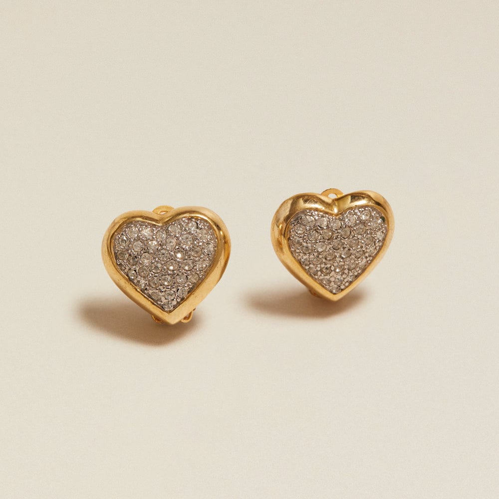 Statement Earring Default Vintage Statement Pavé Heart Clip-On Earrings Orelia Jewellery