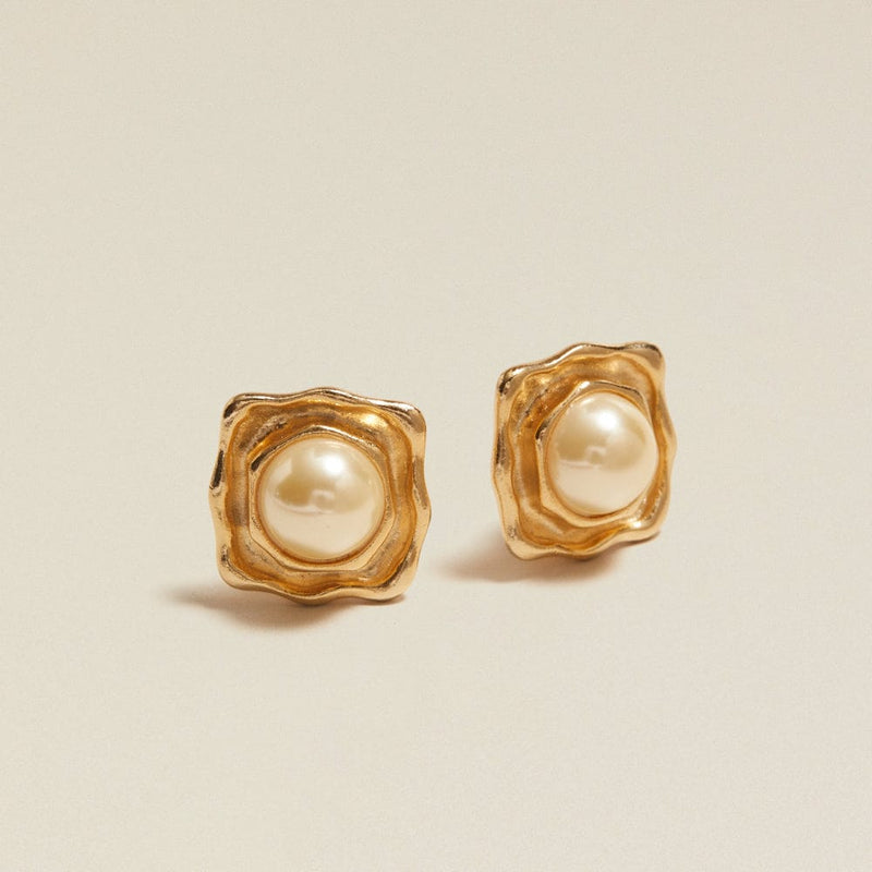 Statement Earring Default Vintage Statement Pearl Square Clip-On Earrings Orelia Jewellery