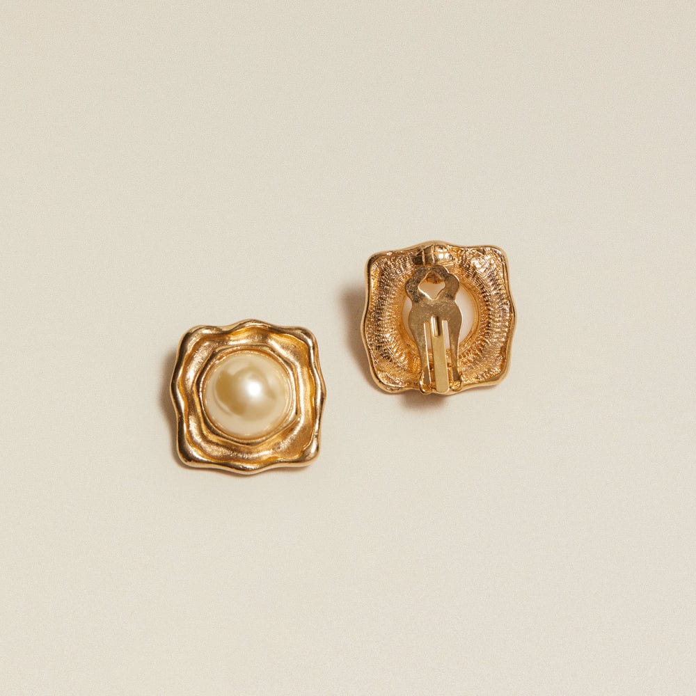 Statement Earring Default Vintage Statement Pearl Square Clip-On Earrings Orelia Jewellery