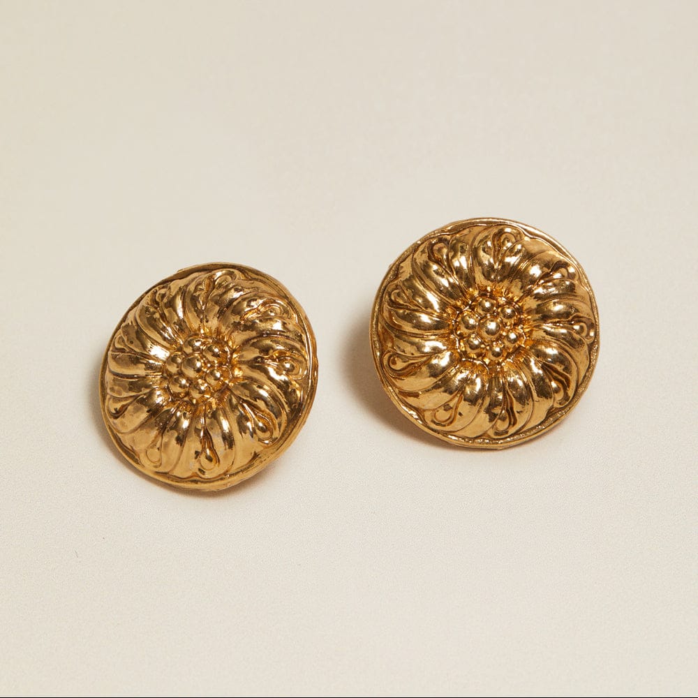 Statement Earring Default Vintage Statement Round Detailed Clip-On Earrings Orelia Jewellery