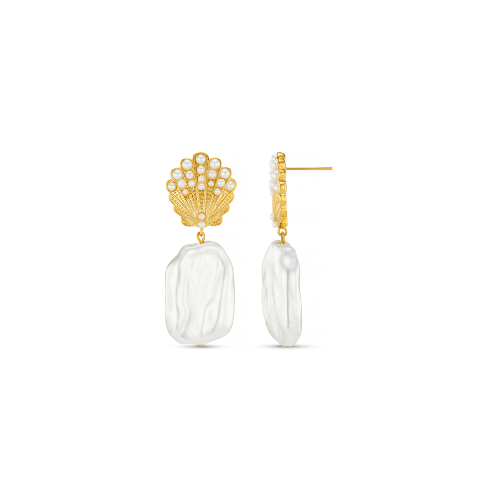 Statement Earring Embellished Shell & Pearl Drop Earrings Orelia Jewellery