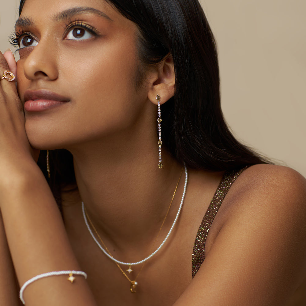 Statement Earring ONE Cupchain & Etched Detail Drop Earrings Orelia Jewellery