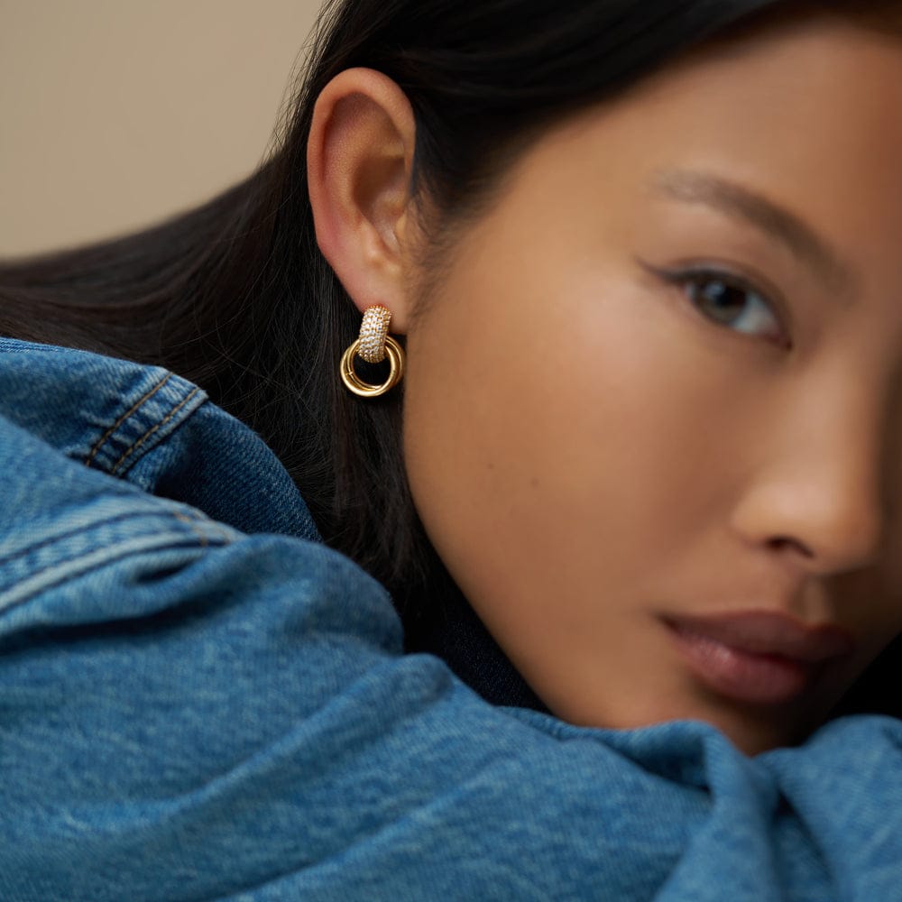 Statement Earring ONE Pavé Interlocking Earrings Orelia Jewellery