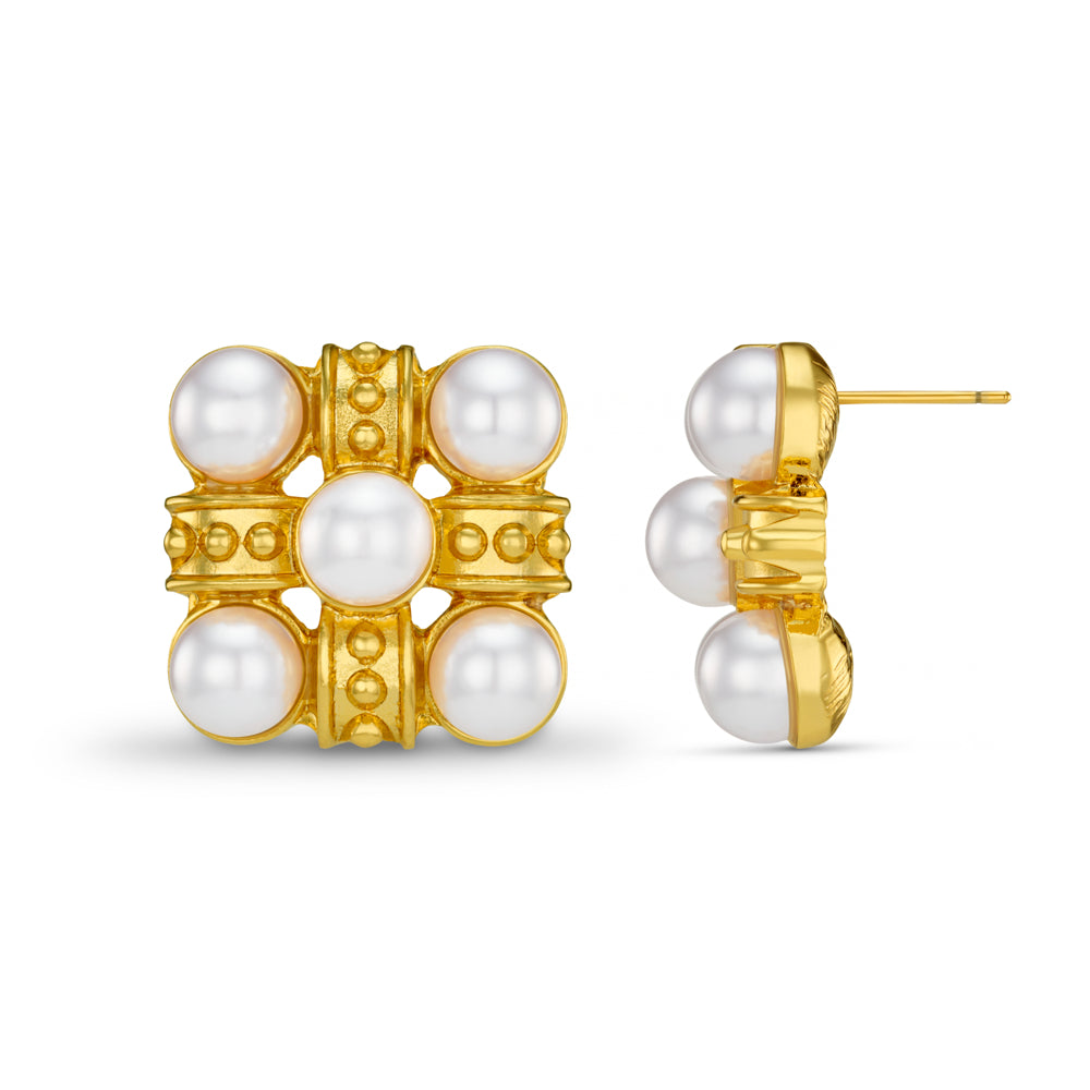 Statement Earring ONE Statement Cross & Pearl Stud Earrings Orelia Jewellery