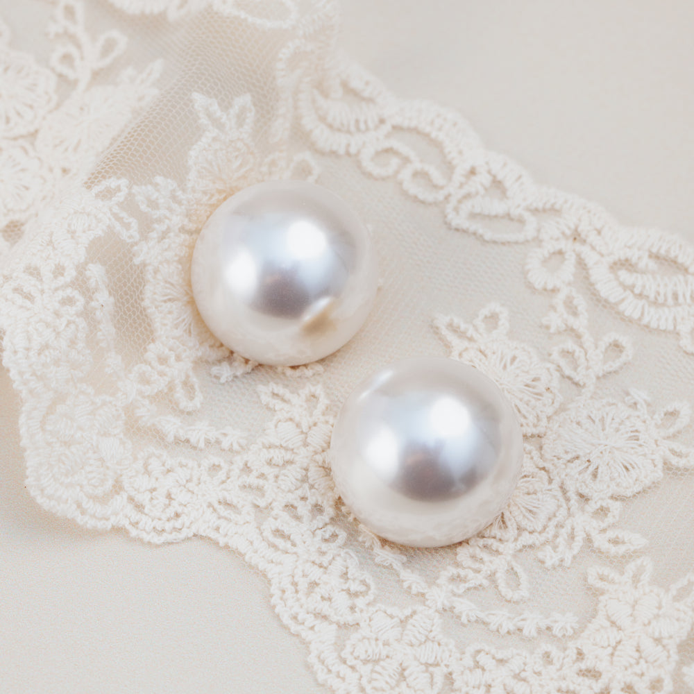 Statement Earring ONE Statement Domed Pearl Stud Earrings Orelia Jewellery