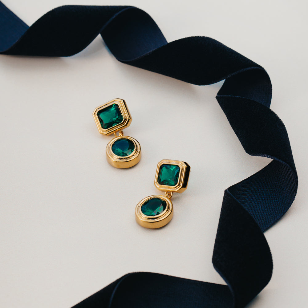 Statement Earring ONE Statement Emerald Deco Drop Earrings Orelia Jewellery