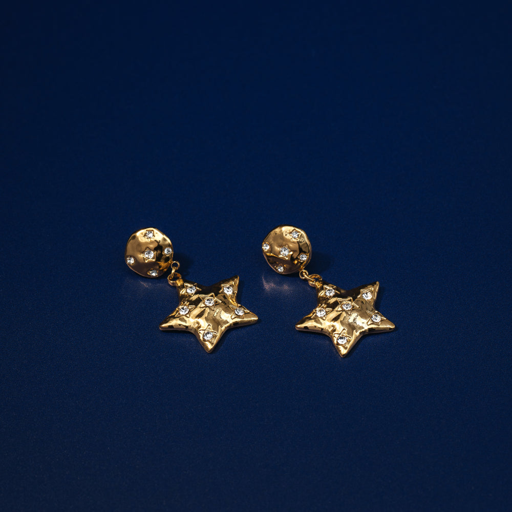 Statement Earring ONE Statement Molten Star Embellished Drop Earrings Orelia Jewellery
