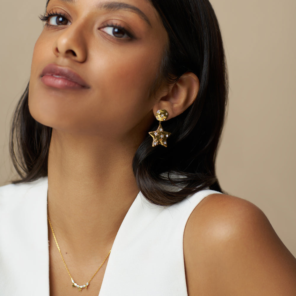 Statement Earring ONE Statement Molten Star Embellished Drop Earrings Orelia Jewellery