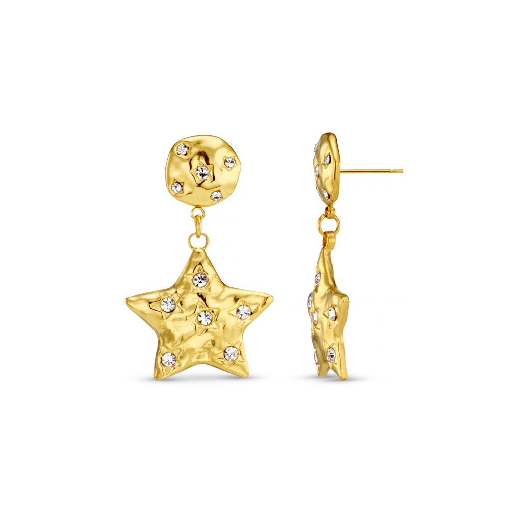 Statement Earring ONE Statement Molten Star Embellished Drop Earrings Orelia Jewellery