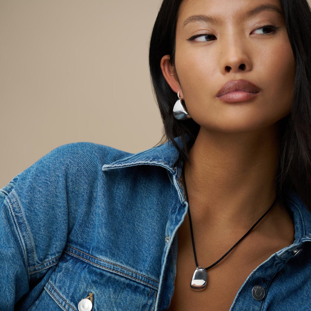 Statement Earring ONE Statement Taper Metal Hoop Earrings - Silver Orelia Jewellery