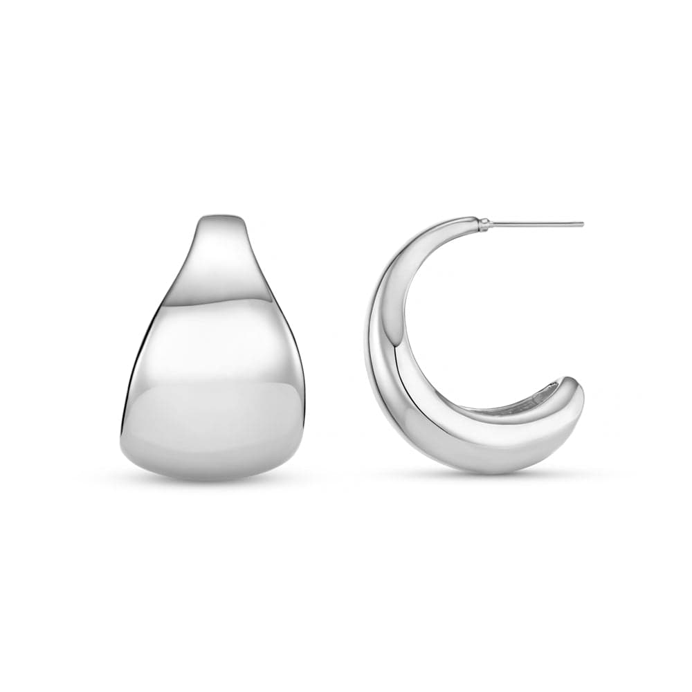 Statement Earring ONE Statement Taper Metal Hoop Earrings - Silver Orelia Jewellery
