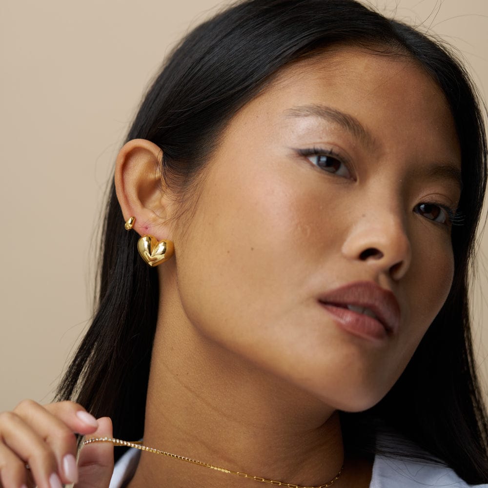 Statement Earring ONE Statement Voluminous Heart Stud Earrings Orelia Jewellery