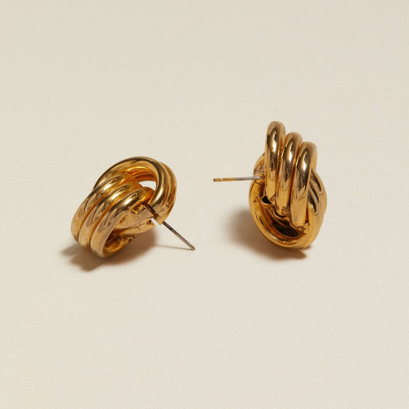 Statement Earring ONE Vintage Chunky Gold Interlocking Stud Earrings Orelia Jewellery