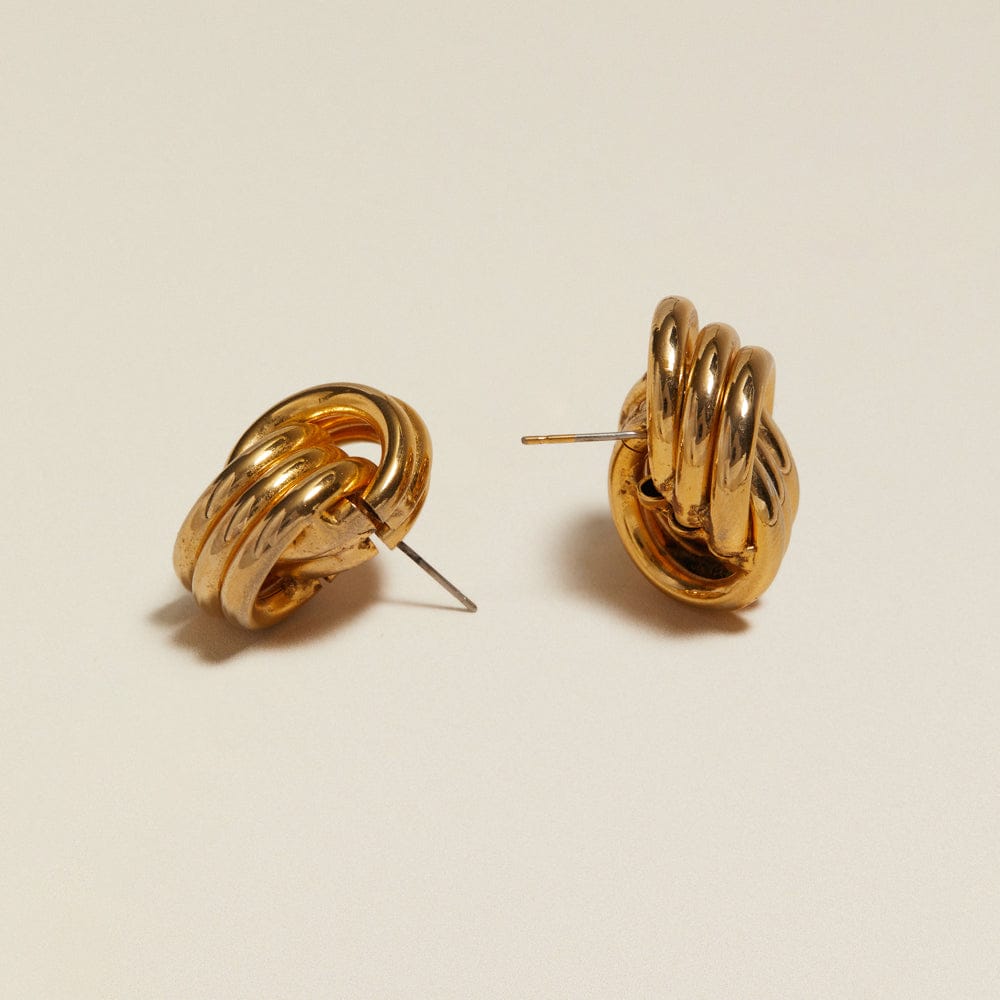Statement Earring ONE Vintage Chunky Gold Interlocking Stud Earrings Orelia Jewellery