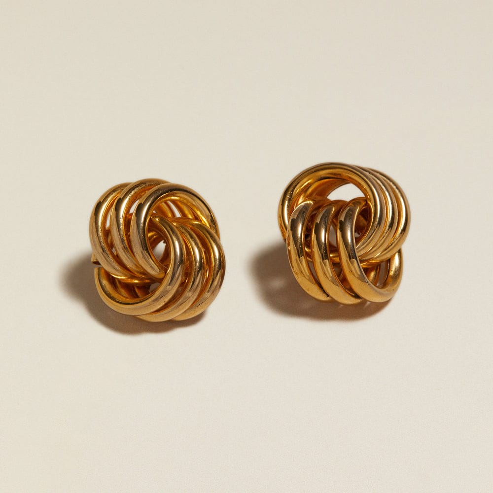 Statement Earring ONE Vintage Chunky Gold Interlocking Stud Earrings Orelia Jewellery