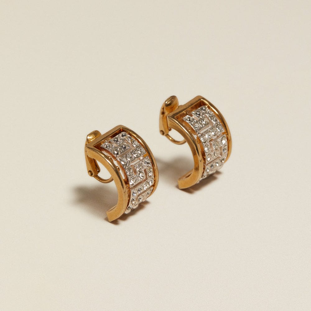 Statement Earring ONE Vintage Geometric Crystal Clip-On Earrings Orelia Jewellery