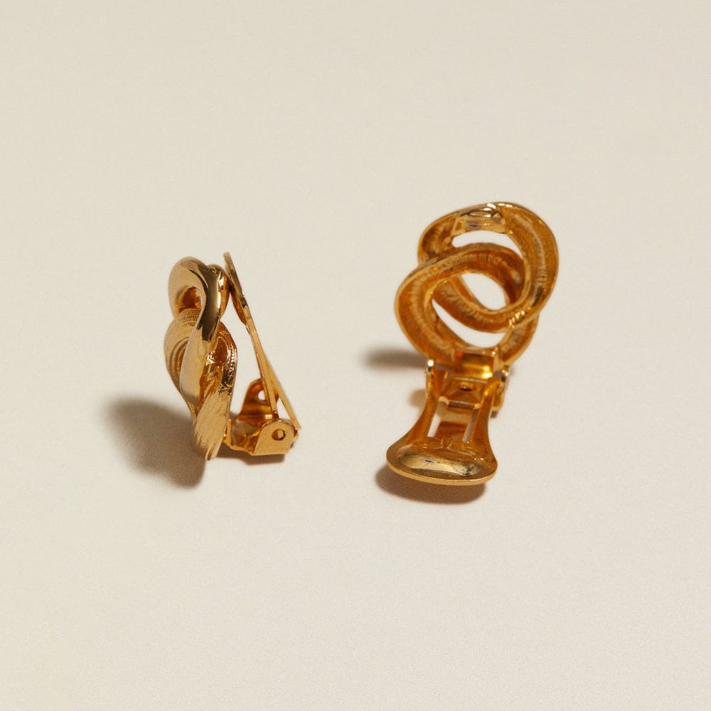 Statement Earring ONE Vintage Gold Intertwined Clip-On Earrings Orelia Jewellery