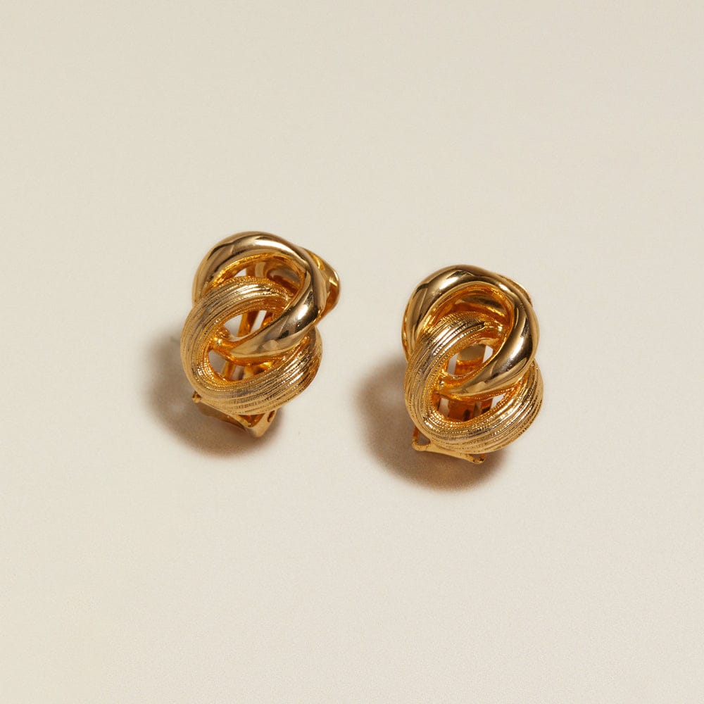 Statement Earring ONE Vintage Gold Intertwined Clip-On Earrings Orelia Jewellery