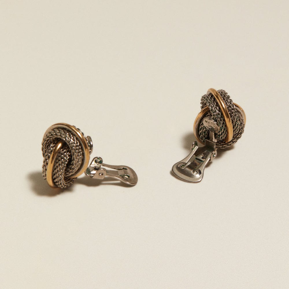 Statement Earring ONE Vintage Mixed-Plate Chainmail Clip-On Earrings Orelia Jewellery