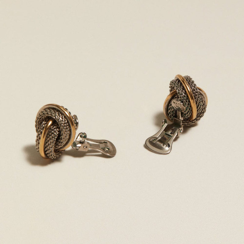 Statement Earring ONE Vintage Mixed-Plate Chainmail Clip-On Earrings Orelia Jewellery