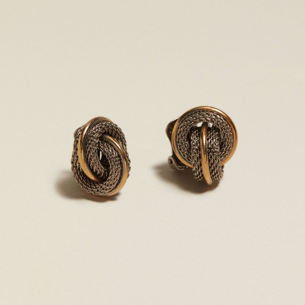 Statement Earring ONE Vintage Mixed-Plate Chainmail Clip-On Earrings Orelia Jewellery