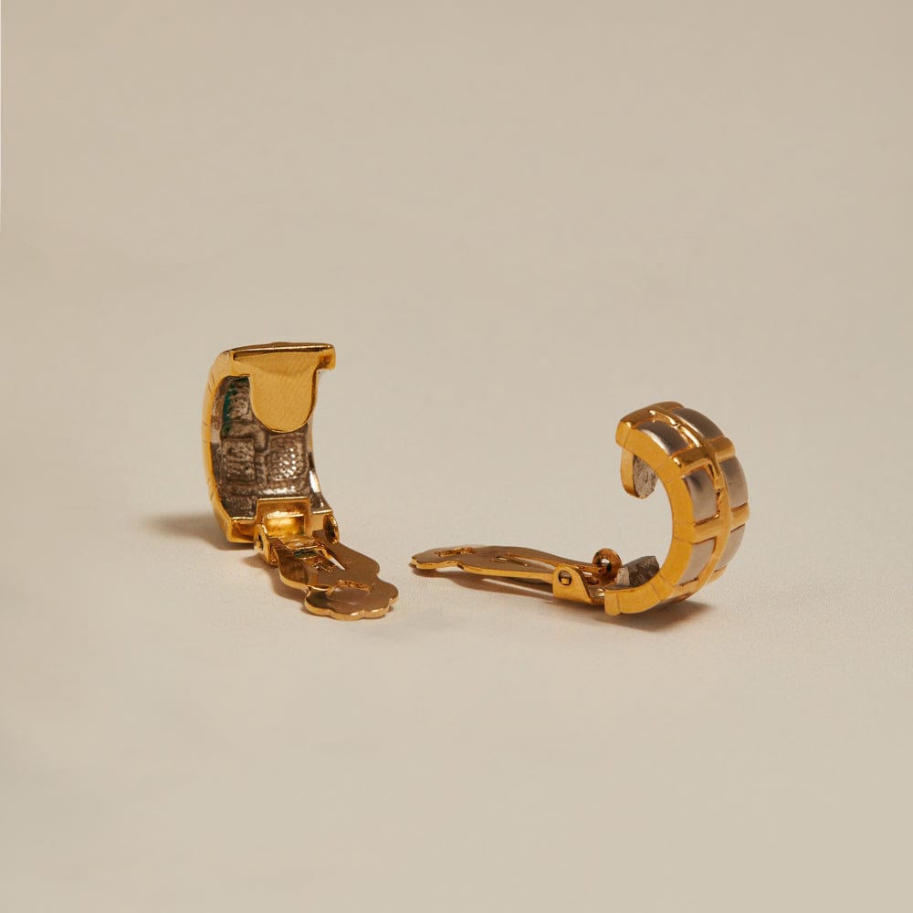 Statement Earring ONE Vintage Mixed-Plate Grid Clip-On Earrings Orelia Jewellery