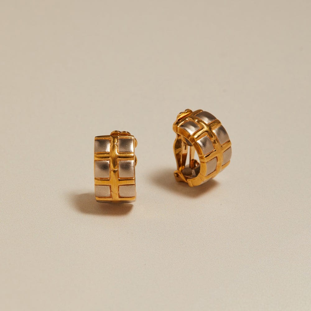 Statement Earring ONE Vintage Mixed-Plate Grid Clip-On Earrings Orelia Jewellery