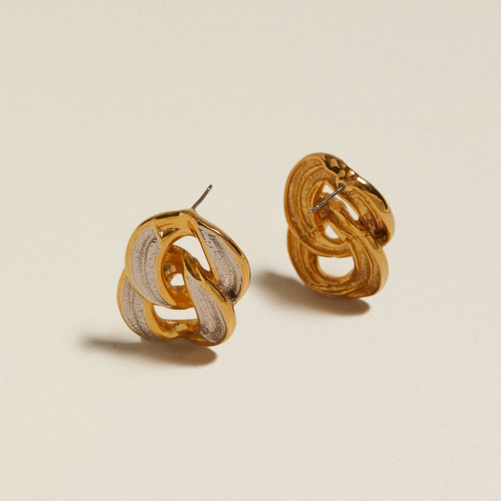 Statement Earring ONE Vintage Mixed Plate Interlocked Earrings Orelia Jewellery