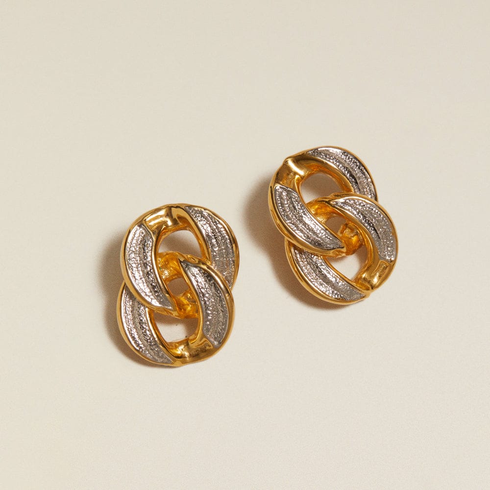 Statement Earring ONE Vintage Mixed Plate Interlocked Earrings Orelia Jewellery