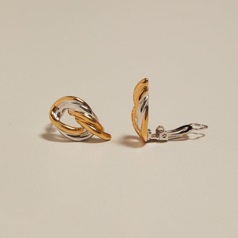 Statement Earring ONE Vintage Mixed Plate Intertwined Clip-On Earrings Orelia Jewellery